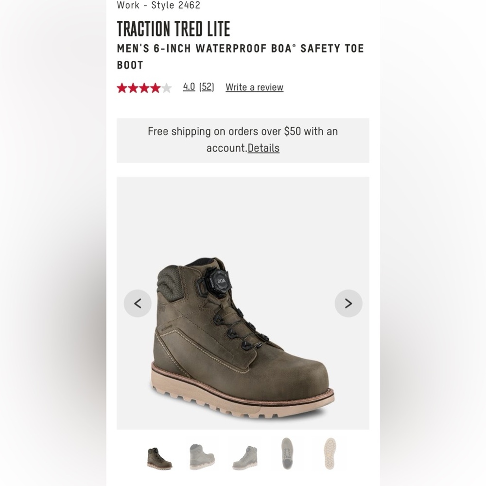 Red Wing Traction Tred Lite Waterproof Safety Toe Boot *NIB* NEVER WORN  10.5